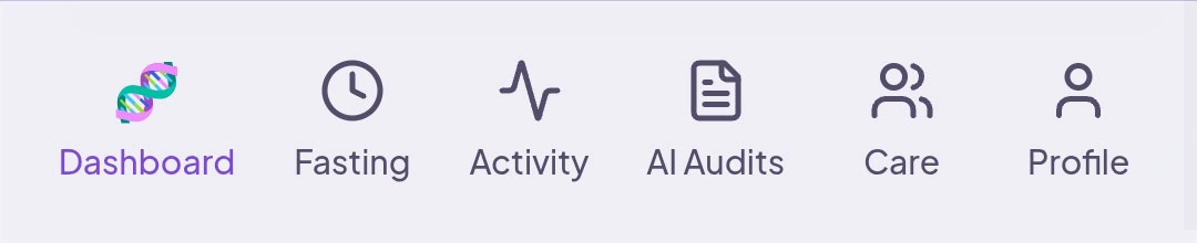 Age.I app screenshots dashboard-graphs menu