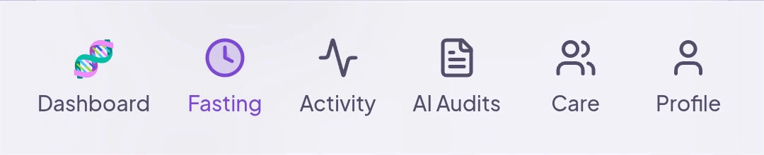 Age.I app screenshots fasting menu